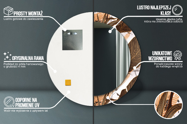 Kulaté dekorační zrcadlo palmové listy