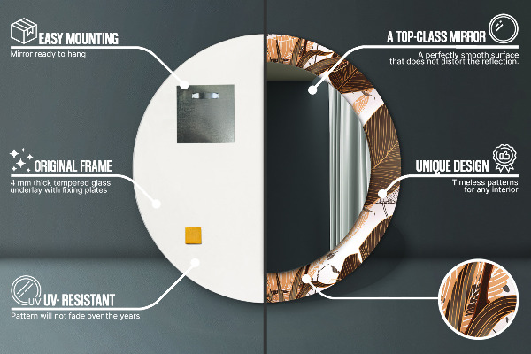 Kulaté dekorační zrcadlo palmové listy