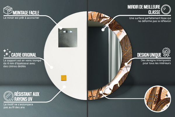 Kulaté dekorační zrcadlo palmové listy