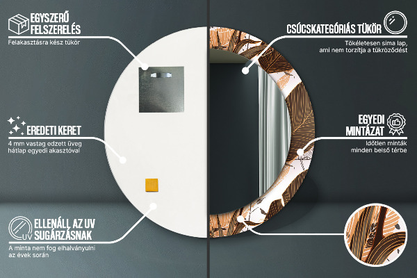 Kulaté dekorační zrcadlo palmové listy