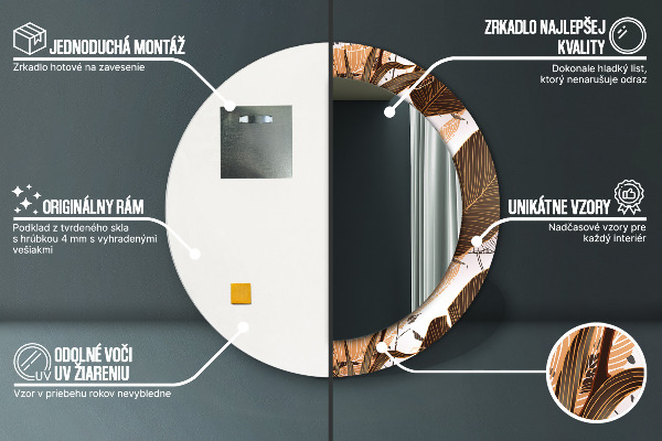 Kulaté dekorační zrcadlo palmové listy