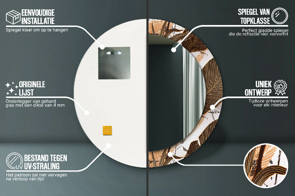 Kulaté dekorační zrcadlo palmové listy