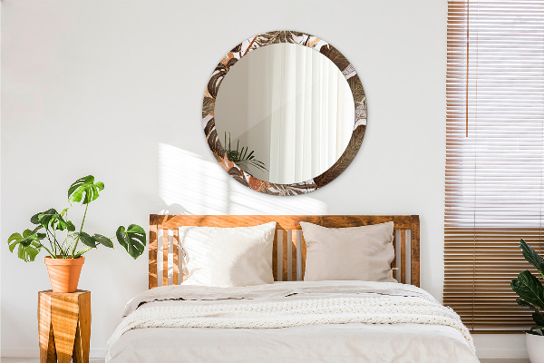 Kulaté dekorační zrcadlo palmové listy