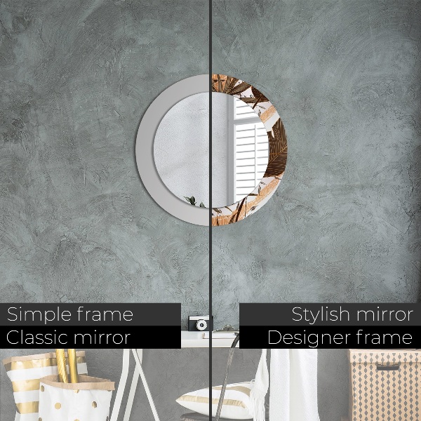 Kulaté dekorační zrcadlo palmové listy