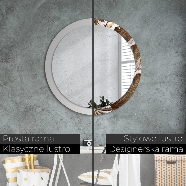 Kulaté dekorační zrcadlo palmové listy