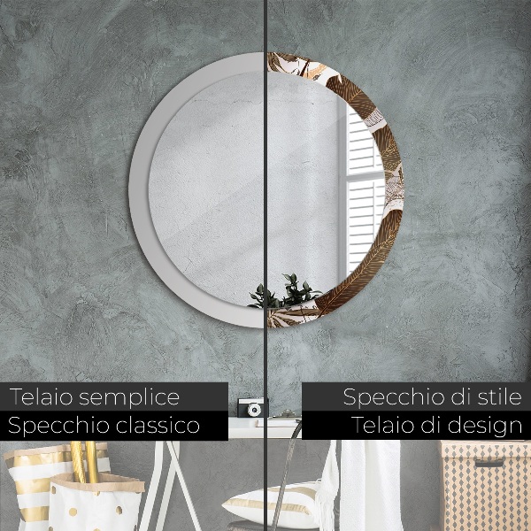 Kulaté dekorační zrcadlo palmové listy