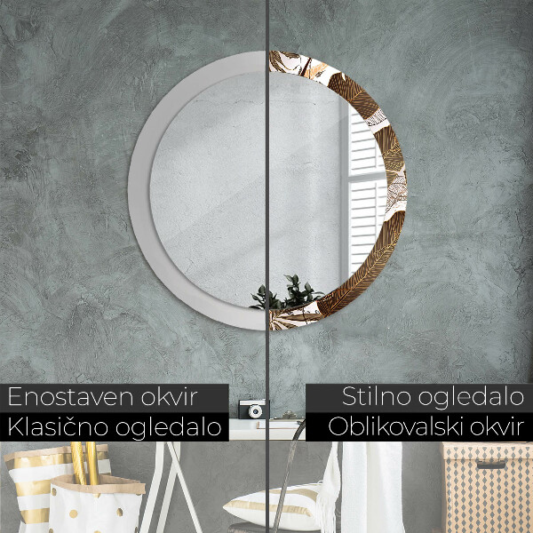 Kulaté dekorační zrcadlo palmové listy