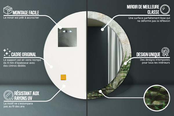 Kulaté dekorační zrcadlo Kapradiny listy