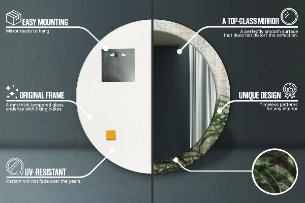 Kulaté dekorační zrcadlo Kapradiny listy