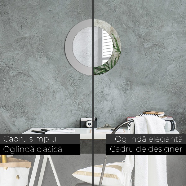 Kulaté dekorační zrcadlo Kapradiny listy