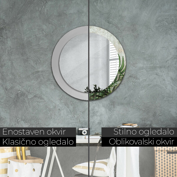 Kulaté dekorační zrcadlo Kapradiny listy