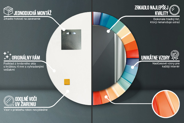 Kulaté dekorační zrcadlo Radiální soustředné pásy