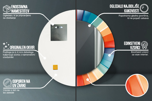 Kulaté dekorační zrcadlo Radiální soustředné pásy