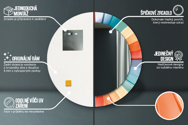 Kulaté dekorační zrcadlo Radiální soustředné pásy