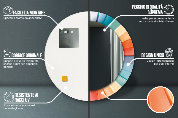 Kulaté dekorační zrcadlo Radiální soustředné pásy