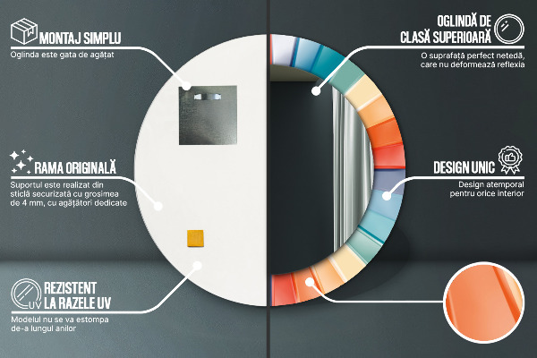 Kulaté dekorační zrcadlo Radiální soustředné pásy