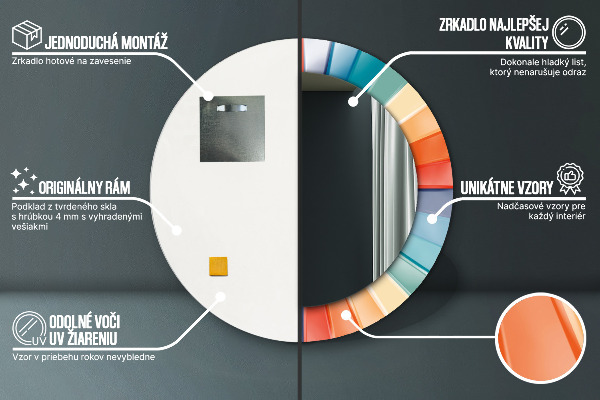 Kulaté dekorační zrcadlo Radiální soustředné pásy
