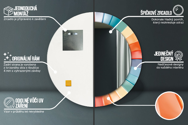 Kulaté dekorační zrcadlo Radiální soustředné pásy