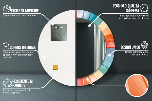 Kulaté dekorační zrcadlo Radiální soustředné pásy