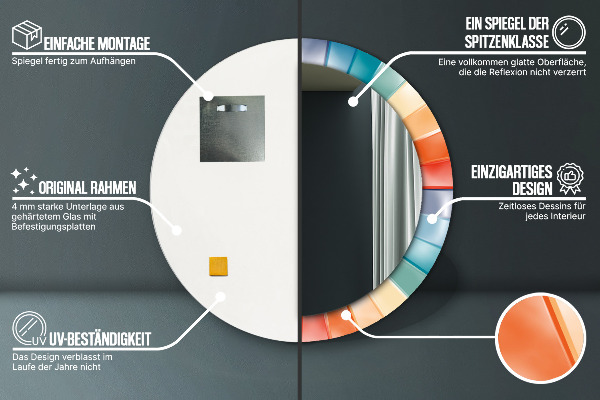 Kulaté dekorační zrcadlo Radiální soustředné pásy