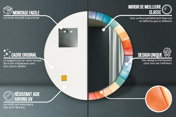 Kulaté dekorační zrcadlo Radiální soustředné pásy