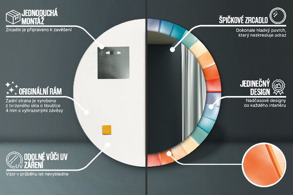 Kulaté dekorační zrcadlo Radiální soustředné pásy