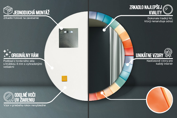 Kulaté dekorační zrcadlo Radiální soustředné pásy