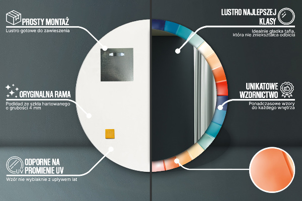 Kulaté dekorační zrcadlo Radiální soustředné pásy