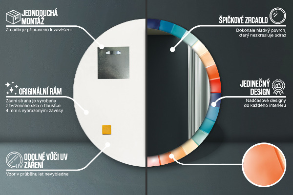 Kulaté dekorační zrcadlo Radiální soustředné pásy