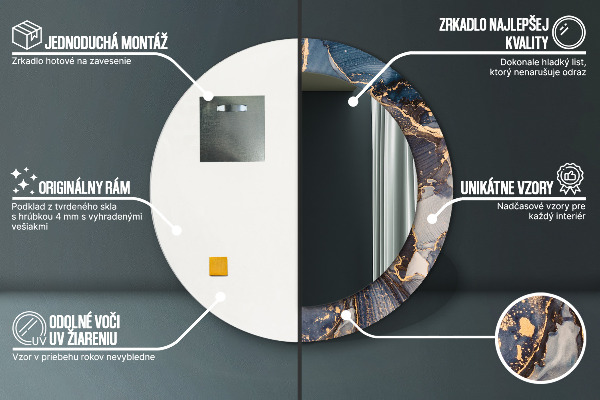 Kulaté dekorační zrcadlo Abstraktní tekutina