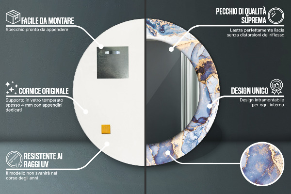 Kulaté dekorační zrcadlo Abstraktní tekuté umění