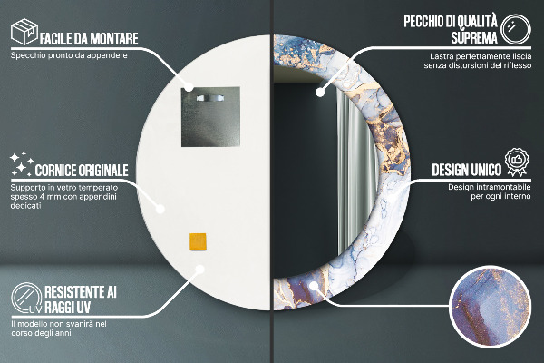 Kulaté dekorační zrcadlo Abstraktní tekuté umění