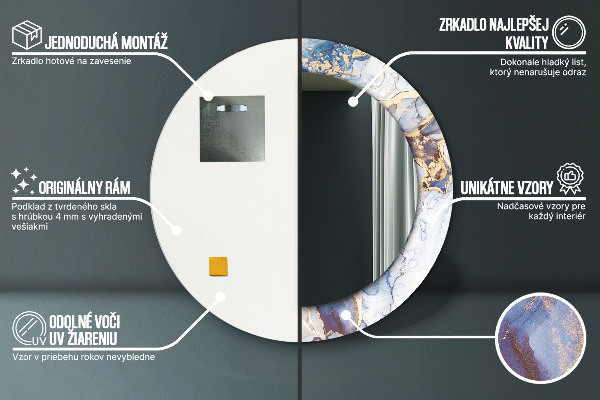 Kulaté dekorační zrcadlo Abstraktní tekuté umění