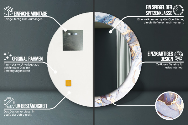Kulaté dekorační zrcadlo Abstraktní tekuté umění