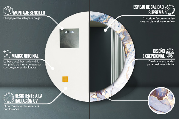 Kulaté dekorační zrcadlo Abstraktní tekuté umění