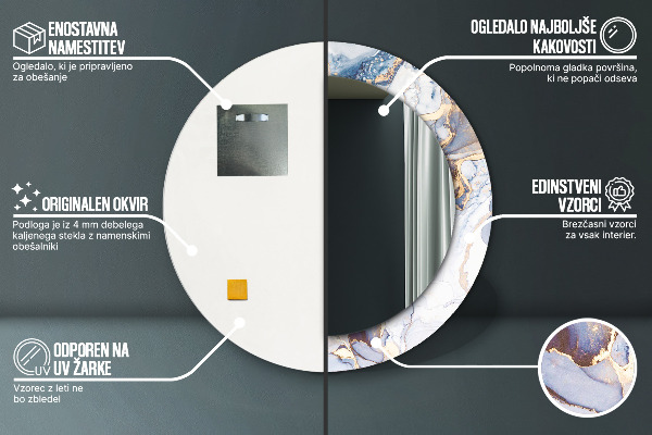 Kulaté dekorační zrcadlo Abstraktní tekuté umění