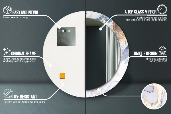 Kulaté dekorační zrcadlo Abstraktní tekuté umění