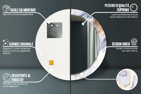 Kulaté dekorační zrcadlo Abstraktní tekuté umění