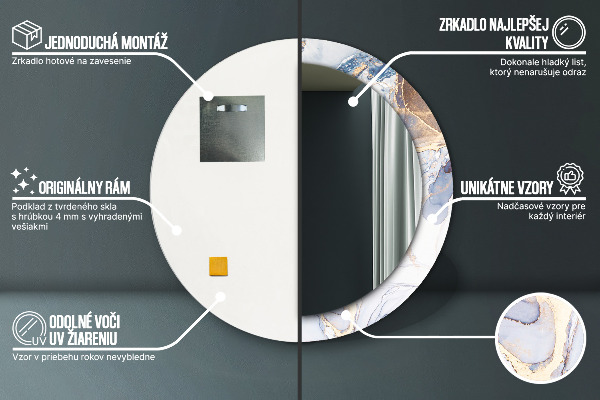 Kulaté dekorační zrcadlo Abstraktní tekuté umění