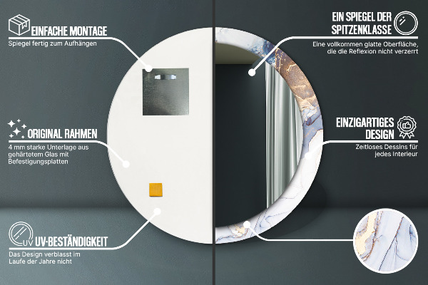 Kulaté dekorační zrcadlo Abstraktní tekuté umění