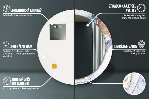 Kulaté dekorační zrcadlo Abstraktní tekuté umění