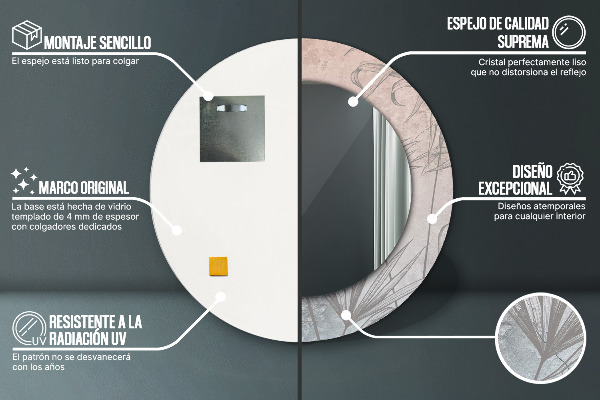 Kulaté dekorační zrcadlo Tropické květiny