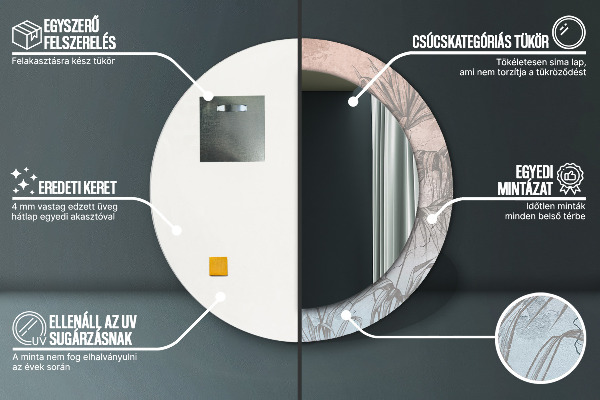 Kulaté dekorační zrcadlo Tropické květiny