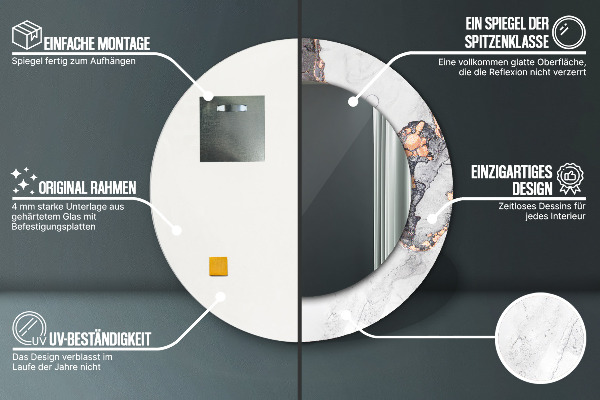 Kulaté zrcadlo rám s potiskem Abstraktní tekutina