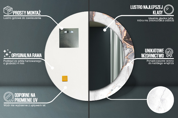 Kulaté zrcadlo rám s potiskem Abstraktní tekutina