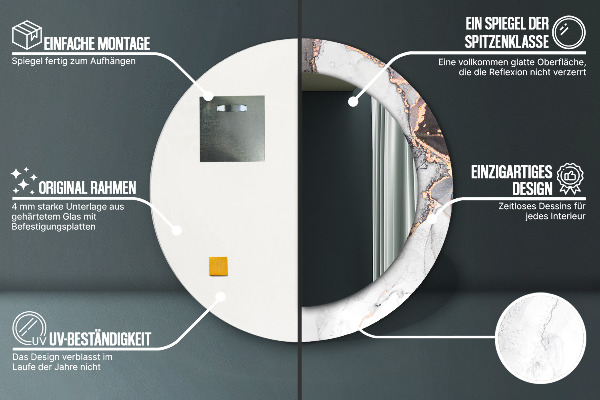 Kulaté zrcadlo rám s potiskem Abstraktní tekutina