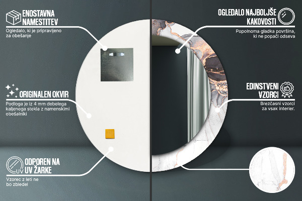 Kulaté zrcadlo rám s potiskem Abstraktní tekutina