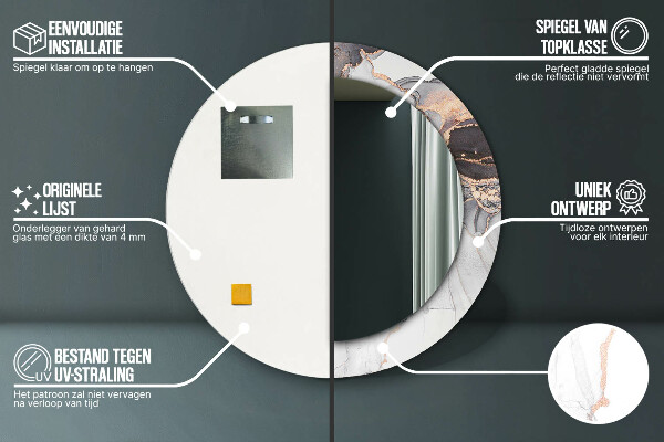 Kulaté zrcadlo rám s potiskem Abstraktní tekutina