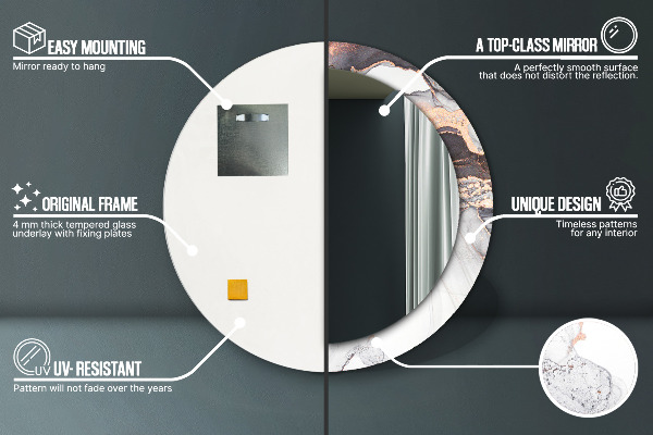 Kulaté zrcadlo rám s potiskem Abstraktní tekutina