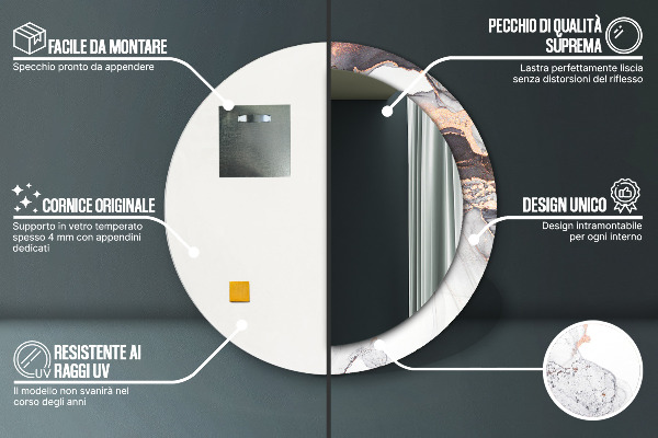 Kulaté zrcadlo rám s potiskem Abstraktní tekutina